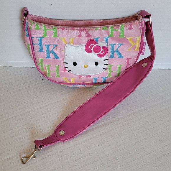 Y2K Hello Kitty Bag Clutch Mini Purse Sanrio Pink Letter H K - Picture 2 of 5